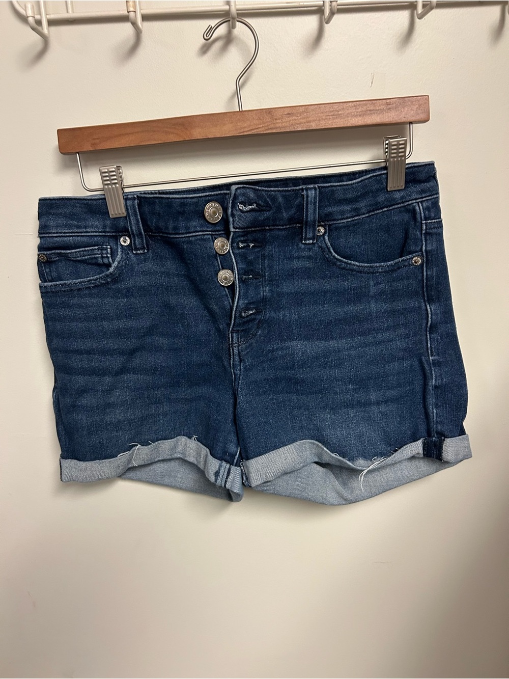 American Eagle Outfitters Dark Blue Rolled Cuff Jean Shorts